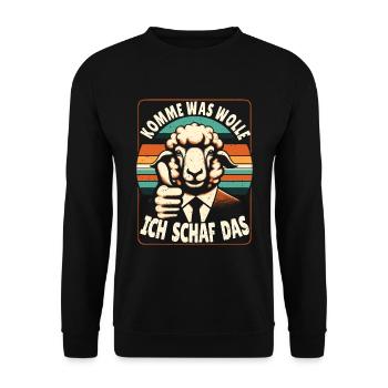 Schaf Motivation Prüfung Glück Spruch Geschenk - Unisex Pullover - Schwarz - Vorne - Alina (178cm) & Michal (187cm)