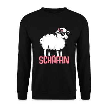 Chef Chefin Schaf Geschenk Schäfin Spruch - Unisex Pullover - Schwarz - Vorne - Alina (178cm) & Michal (187cm)