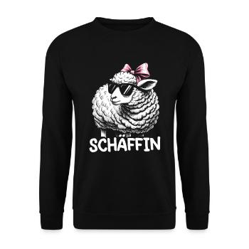 Chef Chefin Schaf Geschenk Schäfin Spruch - Unisex Pullover - Schwarz - Vorne - Alina (178cm) & Michal (187cm)