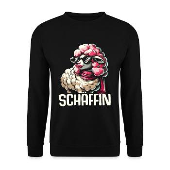 Chef Chefin Schaf Geschenk Schäfin Spruch - Unisex Pullover - Schwarz - Vorne - Alina (178cm) & Michal (187cm)
