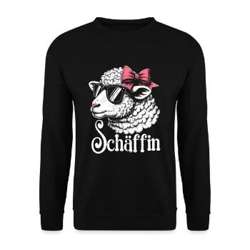 Chef Chefin Schaf Geschenk Schäfin Spruch - Unisex Pullover - Schwarz - Vorne - Alina (178cm) & Michal (187cm)