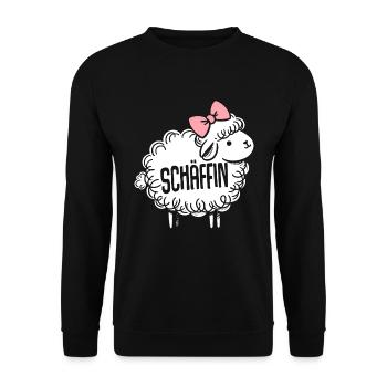 Chef Chefin Schaf Geschenk Schäfin Spruch - Unisex Pullover - Schwarz - Vorne - Alina (178cm) & Michal (187cm)