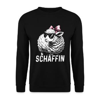 Chef Chefin Schaf Geschenk Schäfin Spruch - Unisex Pullover - Schwarz - Vorne - Alina (178cm) & Michal (187cm)