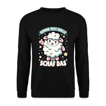 Schaf Motivation Prüfung Glück Spruch Geschenk - Unisex Pullover - Schwarz - Vorne - Alina (178cm) & Michal (187cm)