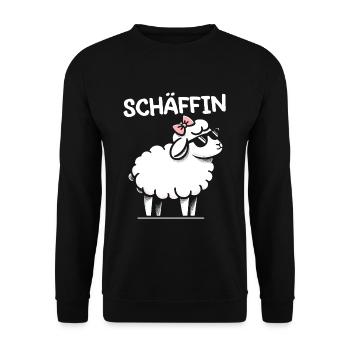 Chef Chefin Schaf Geschenk Schäfin Spruch - Unisex Pullover - Schwarz - Vorne - Alina (178cm) & Michal (187cm)
