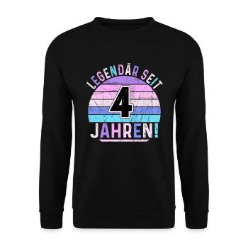 4 Years Gift 4th Birthday Boy Girl - Unisex Sweatshirt - black - Front - Alina (178cm) & Michal (187cm)