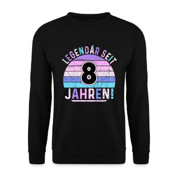 8 Years Gift 8th Birthday Boy Girl - Unisex Sweatshirt - black - Front - Alina (178cm) & Michal (187cm)