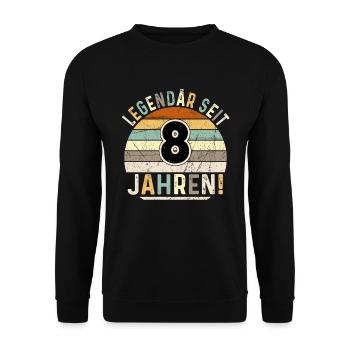 8 Years Gift 8th Birthday Boy Girl - Unisex Sweatshirt - black - Front - Alina (178cm) & Michal (187cm)