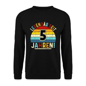 5 Years Gift 5th Birthday Boy Girl - Unisex Sweatshirt - black - Front - Alina (178cm) & Michal (187cm)