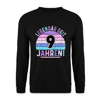 9 Years Gift 9th Birthday Boy Girl - Unisex Sweatshirt - black - Front - Alina (178cm) & Michal (187cm)