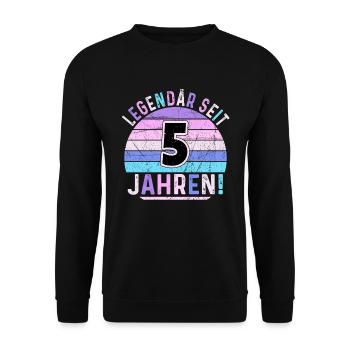 5 Years Gift 5th Birthday Boy Girl - Unisex Sweatshirt - black - Front - Alina (178cm) & Michal (187cm)