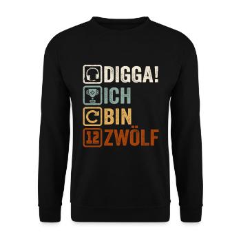 12th Birthday Gift 12th Gamer Gamer Saying - Unisex Sweatshirt - black - Front - Alina (178cm) & Michal (187cm)