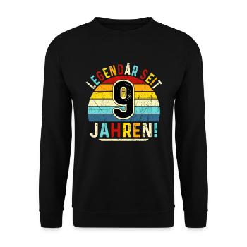 9 Years Gift 9th Birthday Boy Girl - Unisex Sweatshirt - black - Front - Alina (178cm) & Michal (187cm)