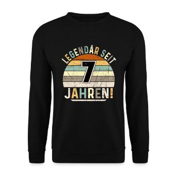 7 Years Gift 7th Birthday Boy Girl - Unisex Sweatshirt - black - Front - Alina (178cm) & Michal (187cm)