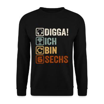 6th Birthday Gift 6th Gamer Saying - Unisex Sweatshirt - black - Front - Alina (178cm) & Michal (187cm)
