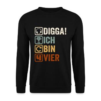 4th Birthday Gift 4th Gamer Gamer Saying - Unisex Sweatshirt - black - Front - Alina (178cm) & Michal (187cm)