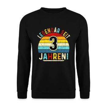 3 Years Gift 3rd Birthday Boy Girl - Unisex Sweatshirt - black - Front - Alina (178cm) & Michal (187cm)