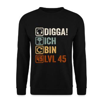 45th Birthday Gift 45th Gamer Gamer Saying - Unisex Sweatshirt - black - Front - Alina (178cm) & Michal (187cm)