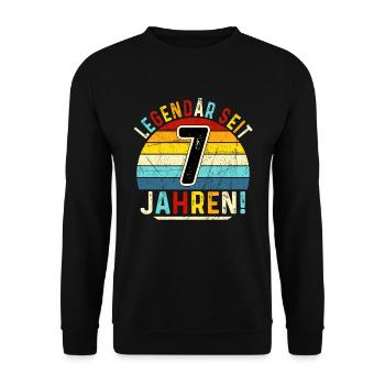 7 Years Gift 7th Birthday Boy Girl - Unisex Sweatshirt - black - Front - Alina (178cm) & Michal (187cm)