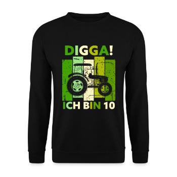 10th Birthday Boy Tractor Gift Farmer - Unisex Sweatshirt - black - Front - Alina (178cm) & Michal (187cm)