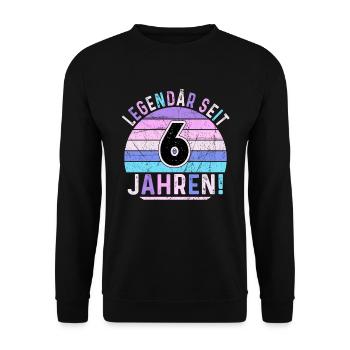 6 Years Gift 6th Birthday Boy Girl - Unisex Sweatshirt - black - Front - Alina (178cm) & Michal (187cm)