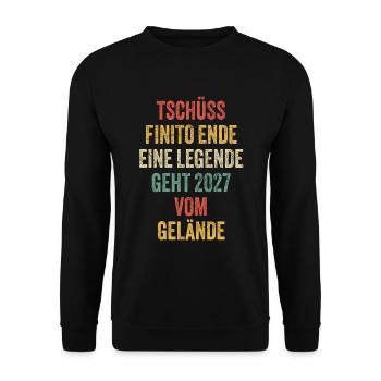 Rentner Rente 2027 Sprüche Ruhestand Geschenk - Unisex Pullover - Schwarz - Vorne - Alina (178cm) & Michal (187cm)