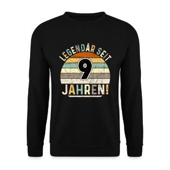 9 Years Gift 9th Birthday Boy Girl - Unisex Sweatshirt - black - Front - Alina (178cm) & Michal (187cm)