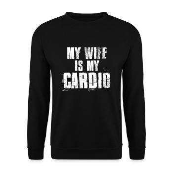 Ma femme est mon cardio drôle de mari Dictons - Sweat-shirt Unisexe - noir - Devant - Alina (178cm) & Michal (187cm)