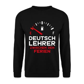 LUSTIG DEUTSCHLEHRER SCHULE FERIEN LEHRER - Unisex Pullover - Schwarz - Vorne - Alina (178cm) & Michal (187cm)