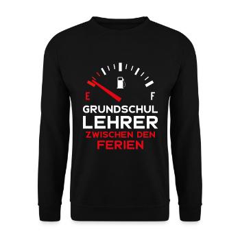 LUSTIG GRUNDSCHULLEHRER FERIEN GRUNDSCHULE LEHRER - Unisex Pullover - Schwarz - Vorne - Alina (178cm) & Michal (187cm)