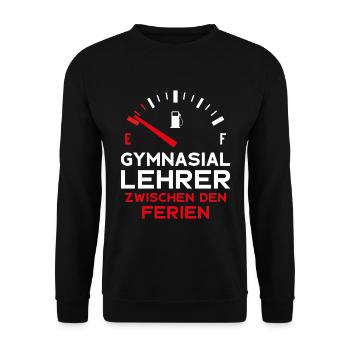 LUSTIG GYMNASIALLEHRER FERIEN GYMNASIUM LEHRER - Unisex Pullover - Schwarz - Vorne - Alina (178cm) & Michal (187cm)