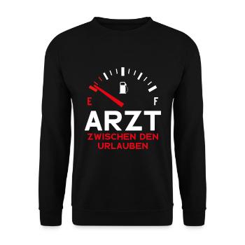 ARZT ZWISCHEN DEN URLAUBEN HAUSARZT - Unisex Pullover - Schwarz - Vorne - Alina (178cm) & Michal (187cm)