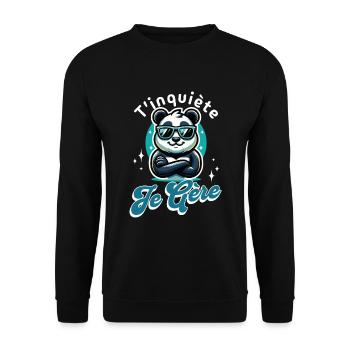 Keine Sorge, ich schaffe Panda cooles Geschenk Humor - Unisex Pullover - Schwarz - Vorne - Alina (178cm) & Michal (187cm)