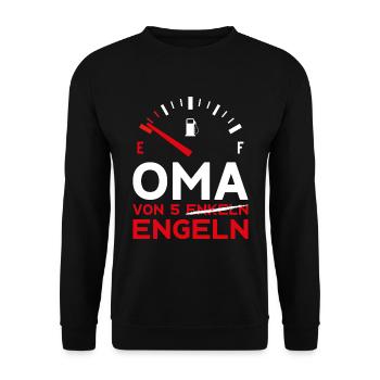 MUTTERTAG OMA VON 5 ENKELN ENGELN OMA - Unisex Pullover - Schwarz - Vorne - Alina (178cm) & Michal (187cm)