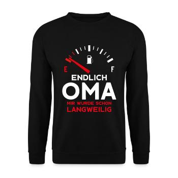 ERSTER ENKEL ENDLICH OMA - Unisex Pullover - Schwarz - Vorne - Alina (178cm) & Michal (187cm)