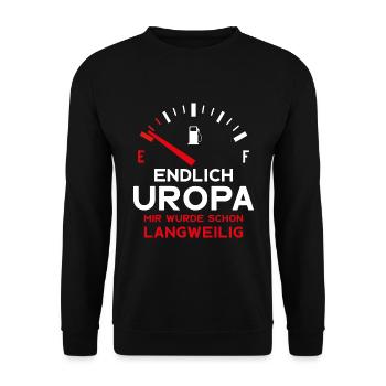 ERSTER URENKEL ENDLICH UROPA - Unisex Pullover - Schwarz - Vorne - Alina (178cm) & Michal (187cm)