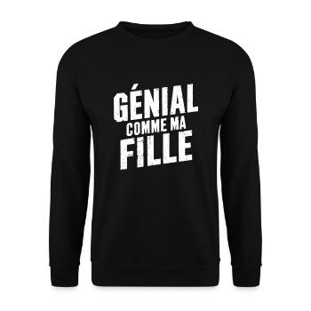 Tolles Papa-Geschenk wie meine Tochter Vatertag - Unisex Pullover - Schwarz - Vorne - Alina (178cm) & Michal (187cm)