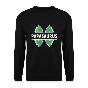 Papasaurus Papasaurus Vatertags-Humor-Geschenk - Unisex Pullover - Schwarz - Vorne - Alina (178cm) & Michal (187cm)