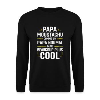 Father's Day Humor Moustached Dad Gift - Unisex Sweatshirt - black - Front - Alina (178cm) & Michal (187cm)
