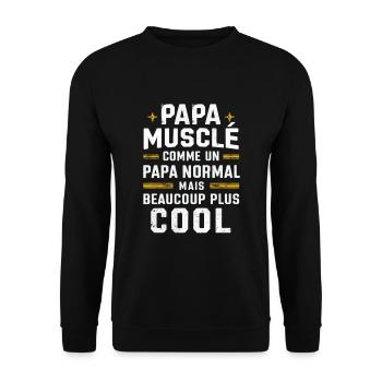 Muscular Dad Gift Father's Day Humor - Unisex Sweatshirt - black - Front - Alina (178cm) & Michal (187cm)