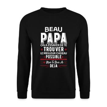 Cadeau Fête des Pères - Humour Beau-Père et Papa - Sweat-shirt Unisexe - noir - Devant - Alina (178cm) & Michal (187cm)
