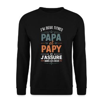 Vatertagsgeschenk - Papa und Opa Cooler Humor - Unisex Pullover - Schwarz - Vorne - Alina (178cm) & Michal (187cm)