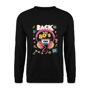 Années 80 - Vintage Rétro Cassette - Idée Cadeau - Sweat-shirt Unisexe - noir - Devant - Alina (178cm) & Michal (187cm)