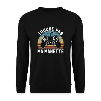 Gaming - Touche Pas Ma Controller - Gamer Gift - Unisex Sweatshirt - black - Front - Alina (178cm) & Michal (187cm)