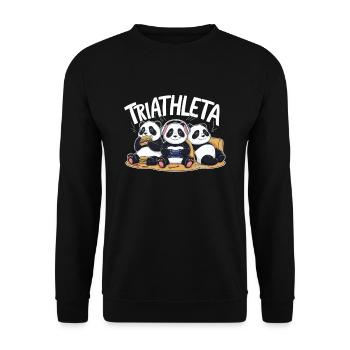 Panda Gamer Triathlon Eating and Playing - Unisex Sweatshirt - black - Front - Alina (178cm) & Michal (187cm)
