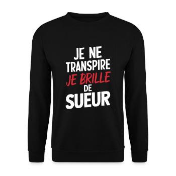 Je Ne Transpire Je Brille De Sueur Humour Fitness - Sweat-shirt Unisexe - noir - Devant - Alina (178cm) & Michal (187cm)