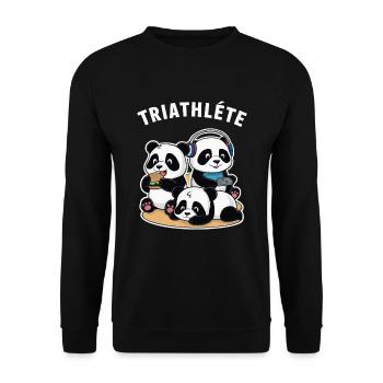 Triathlet Gaming Humor Panda Geek Geschenkidee - Unisex Pullover - Schwarz - Vorne - Alina (178cm) & Michal (187cm)