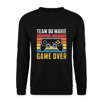 Team Du Marié Game Over Mari Geek Humour - Sweat-shirt Unisexe - noir - Devant - Alina (178cm) & Michal (187cm)