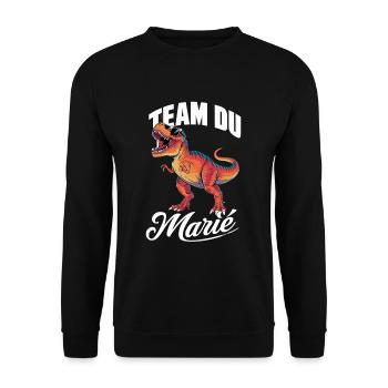 Mariage Homme Dinosaure Team Du Marié T-Rex - Sweat-shirt Unisexe - noir - Devant - Alina (178cm) & Michal (187cm)