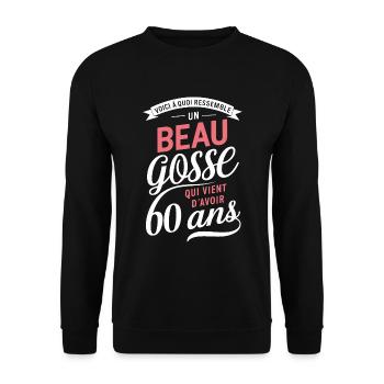 Ein hübsches lustiges Geburtstagsgeschenk für 60 Jahre - Unisex Pullover - Schwarz - Vorne - Alina (178cm) & Michal (187cm)
